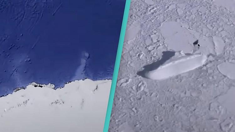 VIDEO ⟩ Pie Antarktīdas kāds ir pamanījis vairāk nekā 120 m garu ledus kuģi