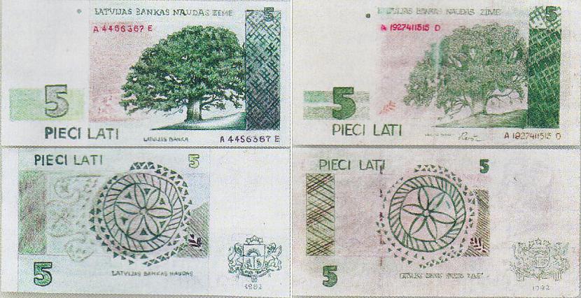 Šīs piecu latu banknotes ir... Autors: Krishin Latvijas naudas viltotāji