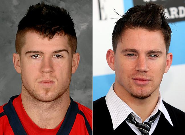 Mike Green un Channing Tatum Autors: King Ring Hokejistu un aktieru vienādības.