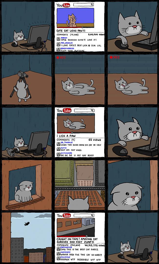  Autors: DrazyCuck Kaķis velējās kļūt slavens internetā.