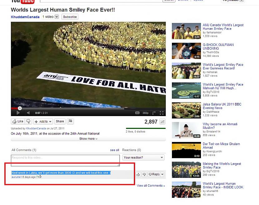 Šeit tas komentārs Autors: normiitis Pasaulē lielākais ''smaidiņš''