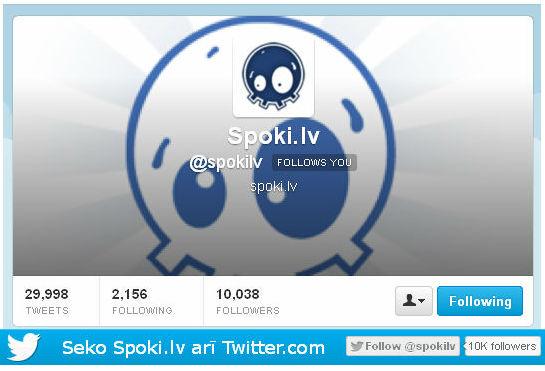  Autors: Spoki spokiem twitterī 10k sekotāju!