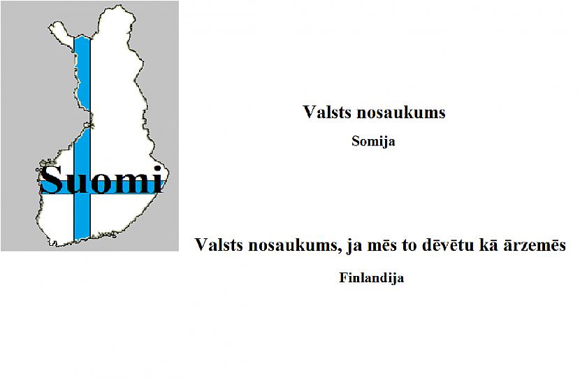 Somija ir valsts kas pasaulē... Autors: Raimonds Ostrovskis Valstu nosaukumi, ja latvieši tos sauktu līdzīgi kā ārvalstīs