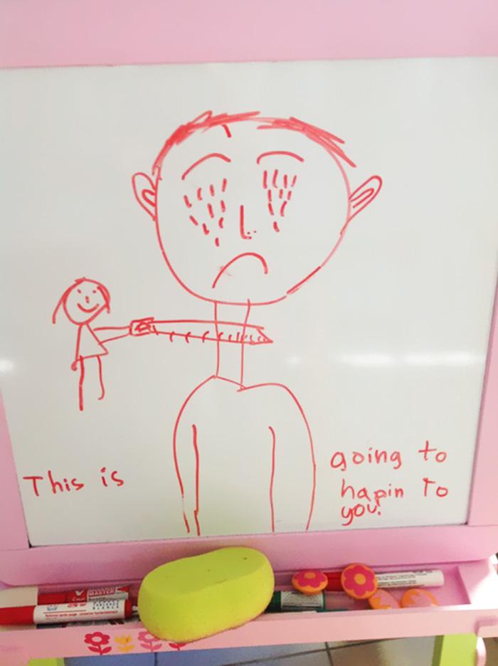 Tātad mana 6 gadus vecā māsa... Autors: Volāns 10 paši baismīgākie bērnu zīmējumi