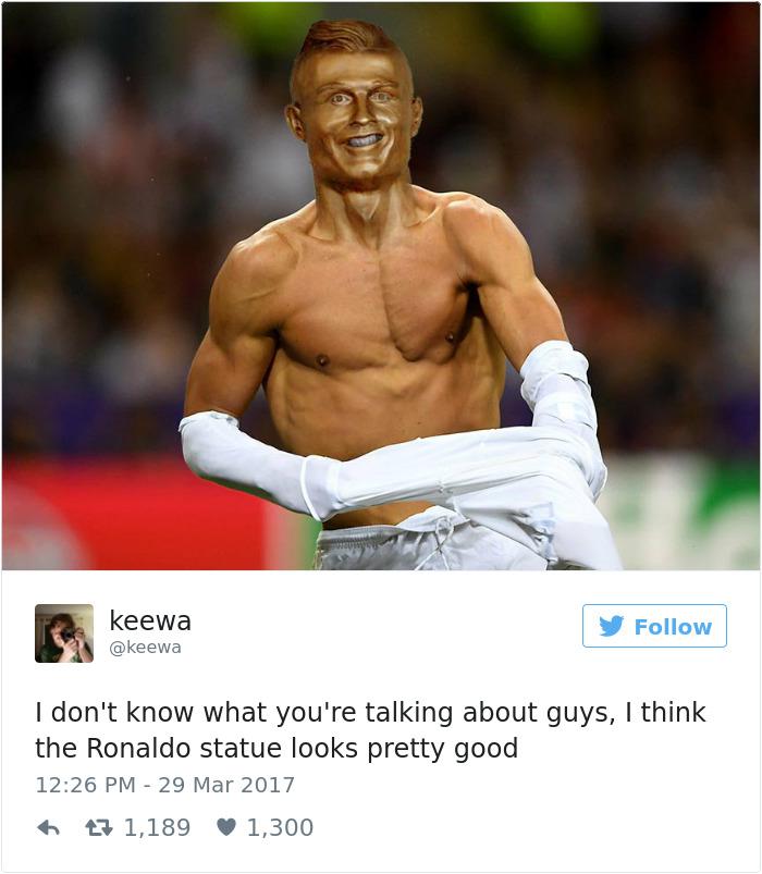  Autors: matilde Labākās cilvēku reakcijas par Ronaldu briesmīgo bronzas statuju