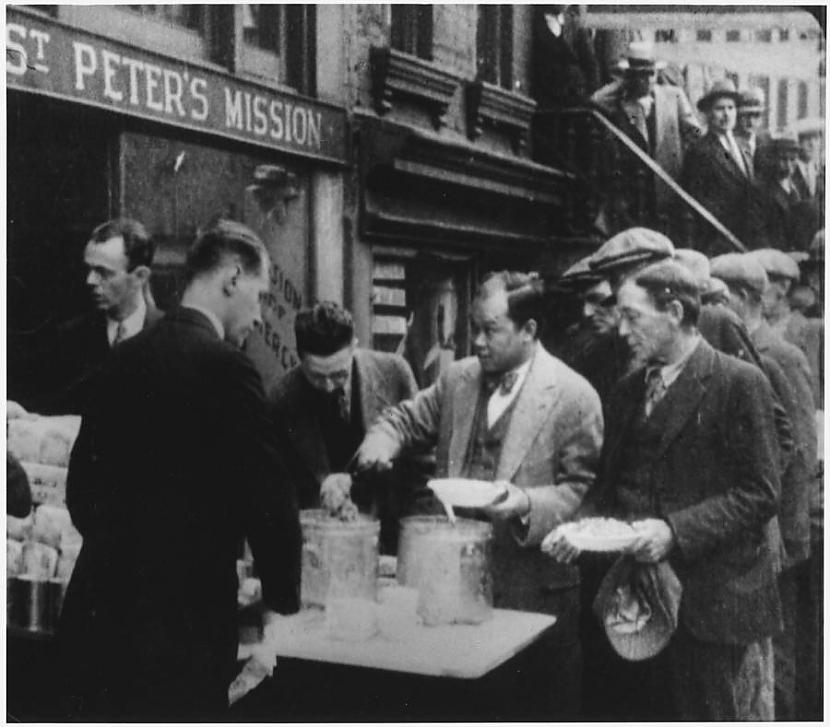 Rinda uz bezmaksas zupu pie Sv... Autors: Lestets Lielā Depresija Ņujorkā