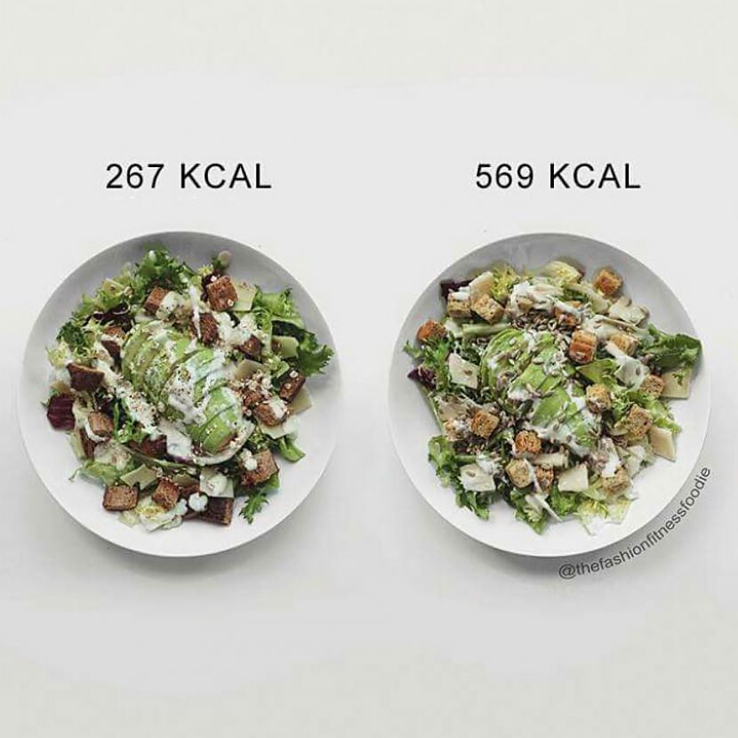 2 gandrīz identiski salāti... Autors: Agresīvais hakeris Cik daudz kalorijas patiesībā satur dažādi ēdieni