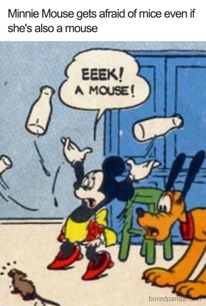 Pele Minnija baidās no peles ... Autors: slepkavnieciskais Smieklīgi piemēri no multfilmu loģikas.