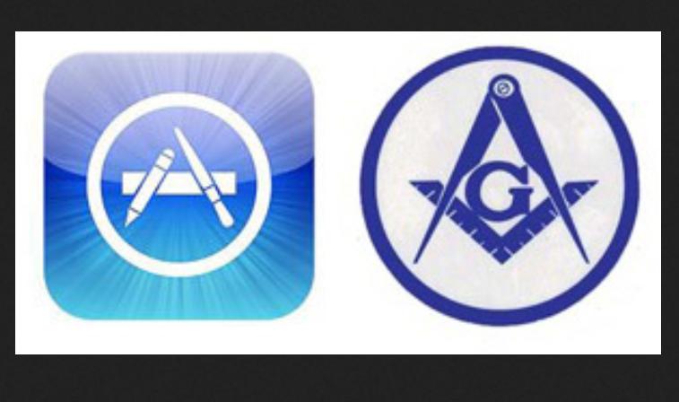 Apple un brīvmūrniekiPa labi... Autors: Lestets Ezotēriskie simboli lielāko kompāniju emblēmās