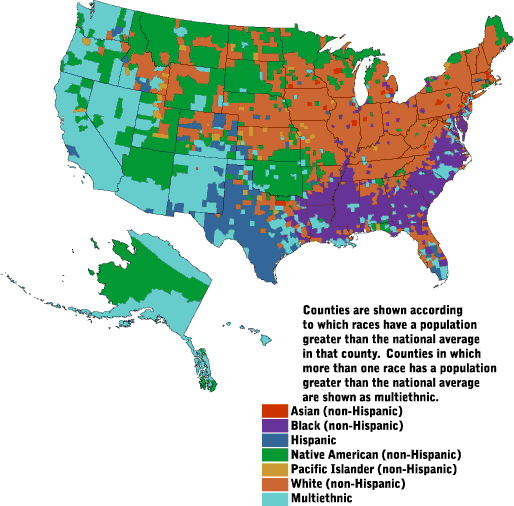 ASV karte ar rasu sadalījumu Autors: Zigzig Rasu dažādība ASV 🇺🇸