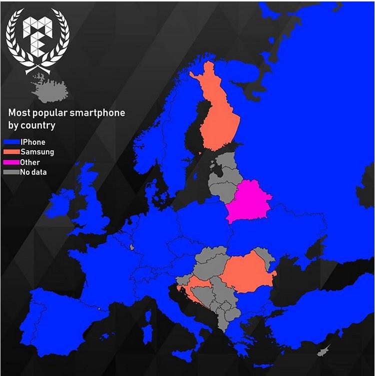 Populārākie smārtfonu brendi... Autors: The Diāna Pārsteidzošas Eiropas kartes, kuras Tev noteikti jāredz!