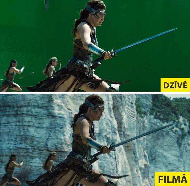 Wonder Woman Autors: matilde Slavenu filmu aizkadru foto «pirms» un «pēc» apstrādes ar specefektiem
