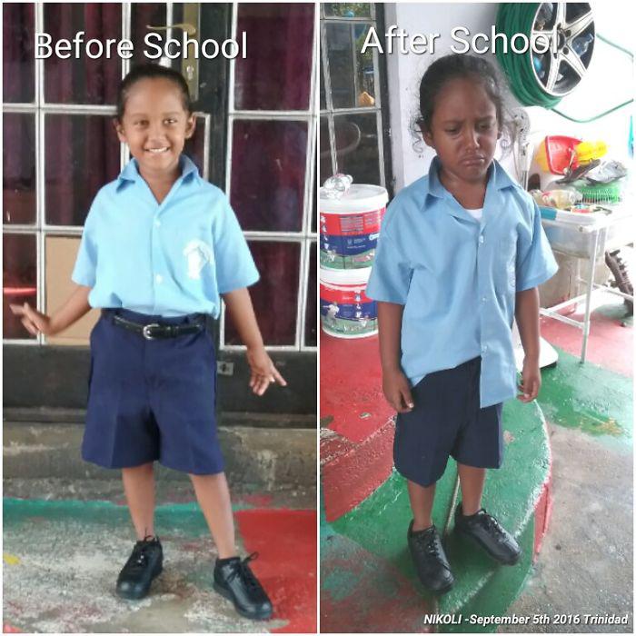 Foto izsaka vairāk nekā... Autors: The Diāna Smieklīgas pirmklasnieku «pirms» un «pēc» fotogrāfijas no pirmās skolas dienas