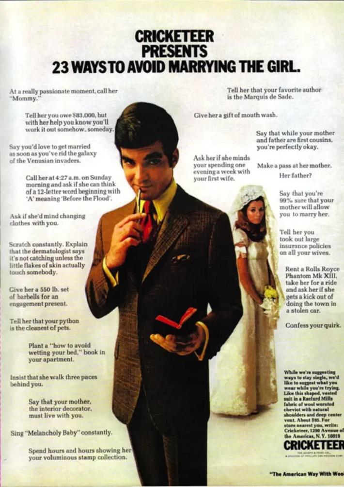 nbspLūk scaronie... Autors: Lestets Šis 70-to gadu brends piedāvā 23 veidus, kā izvairīties no precībām