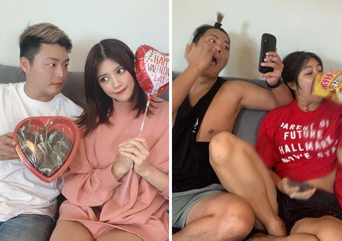 Valentīna diena pirmajā... Autors: Zibenzellis69 Taizemes modele izveidoja smieklīgu fotoattēlu sēriju Instagram vs Reality