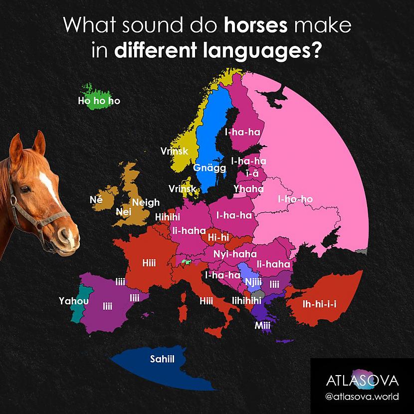 Kā izklausās zirgi dažādās... Autors: Lestets 20 neparastas kartes, kas ļaus pasauli ieraudzīt savādāk