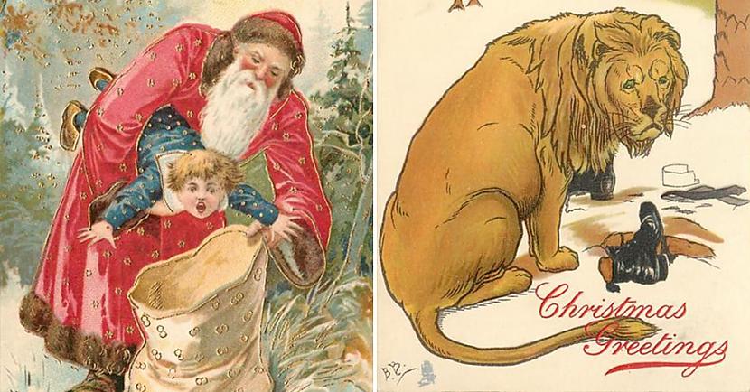 Pieņemts uzskatīt ka pirmo... Autors: matilde Dīvainais un briesmīgas Ziemassvētku apsveikuma kartītes no 19. gadsimta