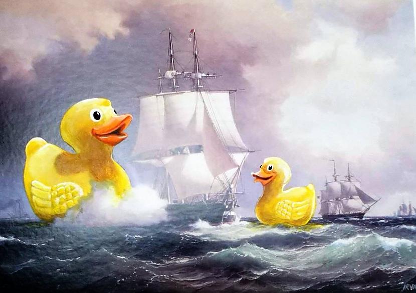 Pīles  jūras pirāti Autors: Zibenzellis69 20 mākslinieka darbi, kurš klasiskās gleznas pārveido jautri un sirreāli
