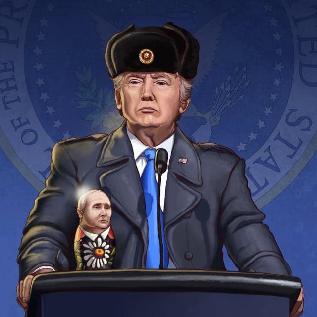 Tramps un Putins Autors: Zibenzellis69 Šis mākslinieks ilustrē mūsdienu sabiedrības problēmas. Šeit viņa jaunākie darbi