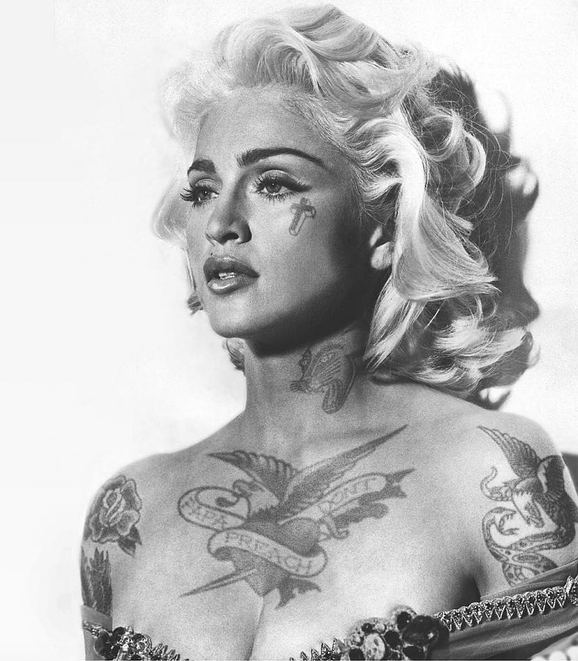Madonna Autors: Zibenzellis69 Māksliniece ar Photoshop palīdzību "tetovēja" slavenas personības, lūk rezultāts