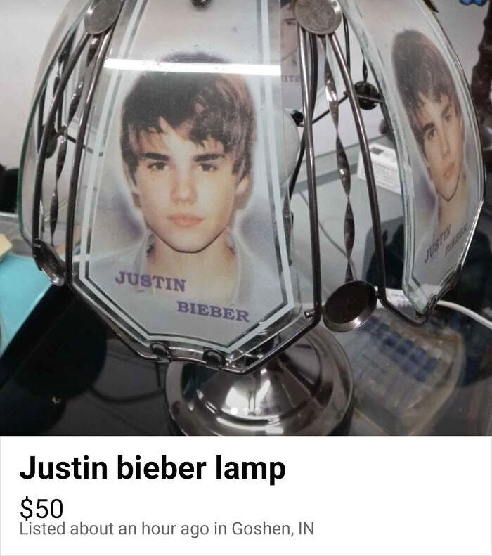 Džastina Bībera lampa... Autors: The Diāna 16 brīnumi no Facebook Marketplace dzīlēm