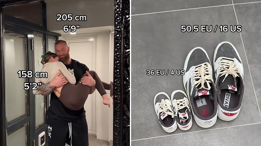 Haftors publicēja video kurā... Autors: matilde 205 cm garš vīrietis salīdzina savas un viņa 158 cm īsās sievas mantas