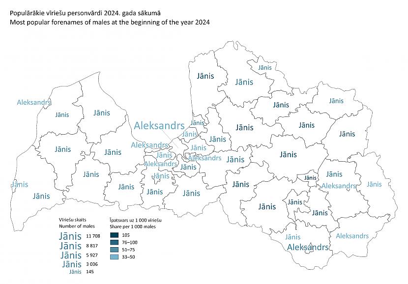 Savukārt 2024 gada sākumā... Autors: matilde Populārākie personvārdi katrā Latvijas novadā