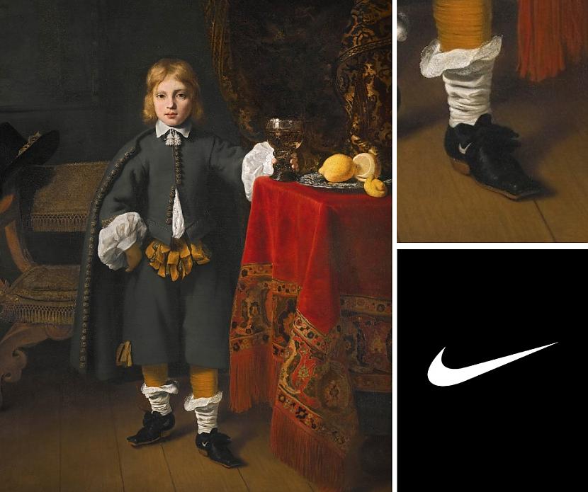 Scaronī nav pirmā reize kad... Autors: matilde Laika ceļotājs? Cilvēki pamanījuši «Nike» logo 400 gadus vecā gleznā